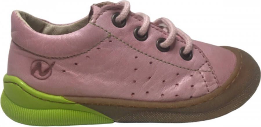 Naturino veter bumper lederen sneakers Gabby roze groen