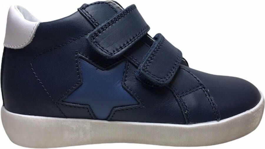 Naturino velcro's blauwe ster hoge lederen sneakers Dorrie navy