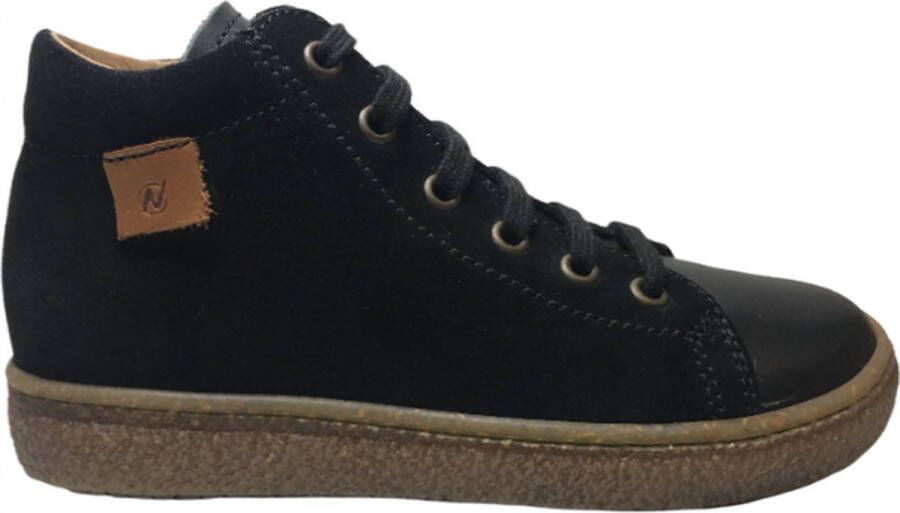 Naturino rits veter suede leder effen hoge sneakers Albus zwart