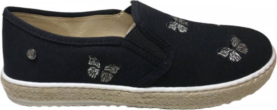 Naturino vlinders canvas slip on instappers Potenza zwart