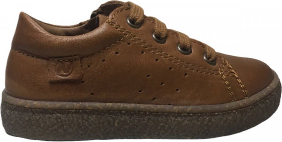 Naturino veter rits effen lederen sneakers Cycas cognac