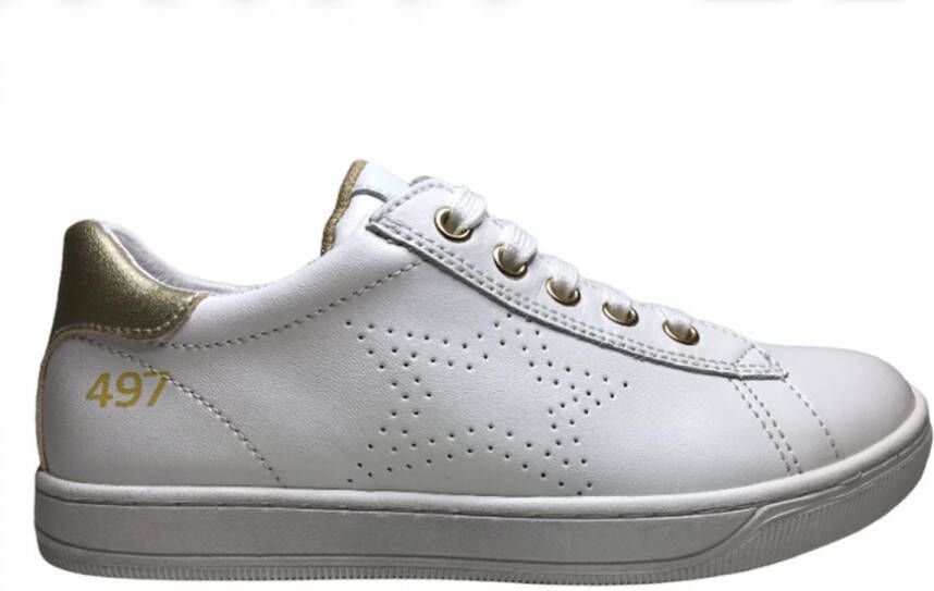 Naturino Veter rits effen lederen sneakers Drop wit goud