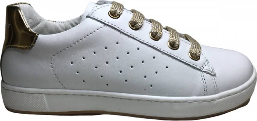 Naturino Veter rits effen lederen sneakers Hasselt wit goud