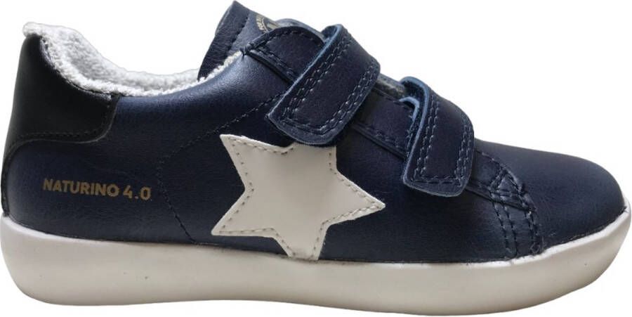 Naturino 4.0 Annie Hybri velcro's witte ster vegan sneakers Blauw