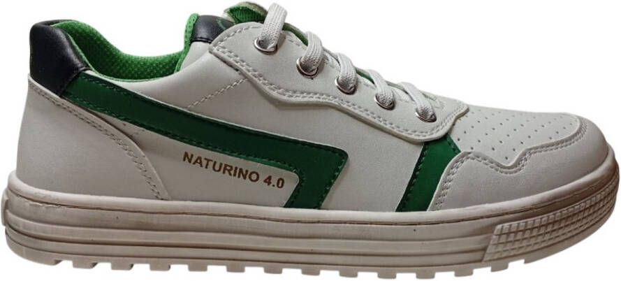 Naturino 4.0 Ceonia elastiek zipper vegan sneakers wit groen
