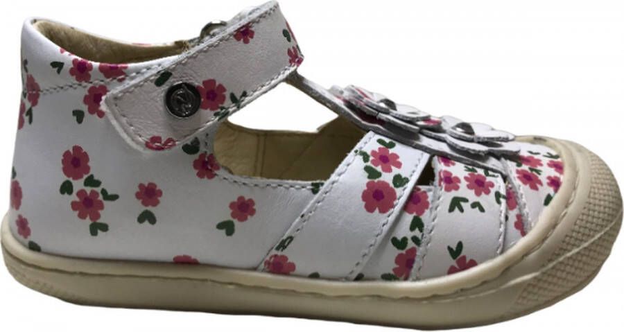 Naturino velcro 2 bloemen bumper bloemenprint gesloten lederen sandalen Maggy wit