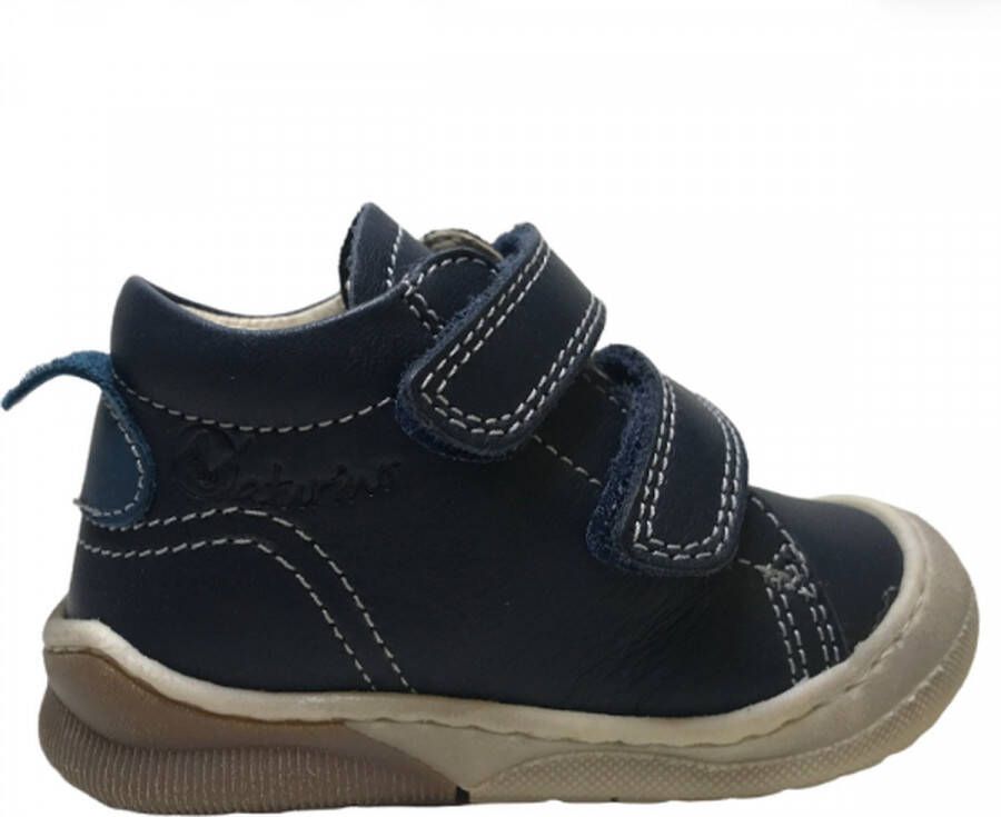 Naturino velcro bumper lederen sneakers Punky Navy blauw