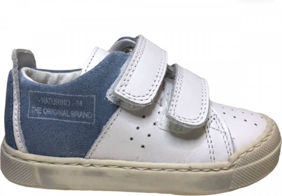 Naturino velcro bumper lederen sneakers Trajan wit blauw