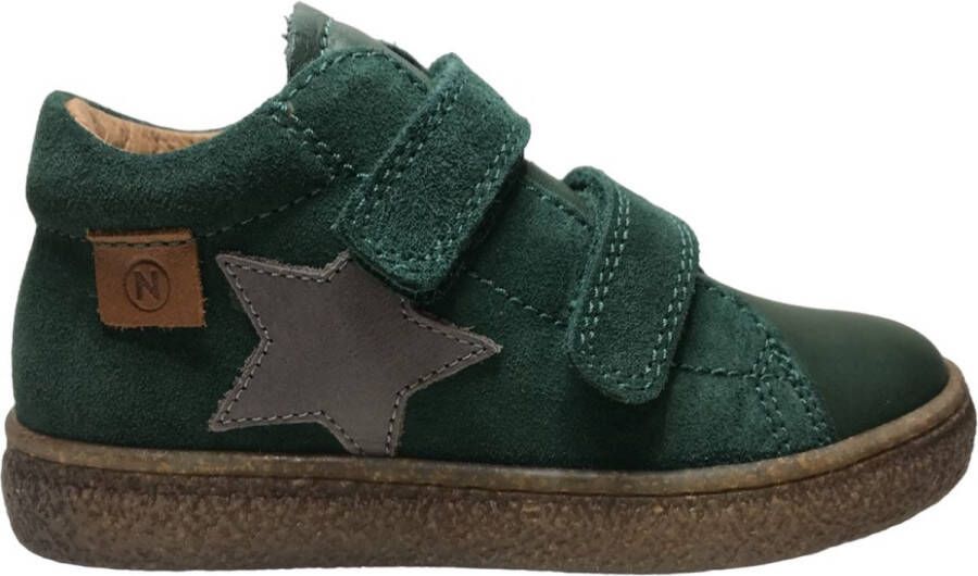 Naturino Albus Star Velcro's grijze ster lederen hoge sneakers groen
