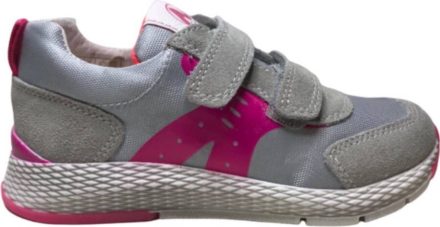 Naturino Arik velcro's lederen sportieve sneakers grijs fuxia