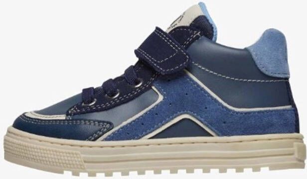 Naturino Baob velcro elastieken lederen hoge sneakers Navy blauw