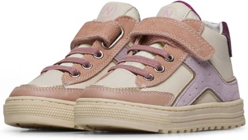 Naturino Baob velcro elastieken lederen hoge sneakers Roze beige