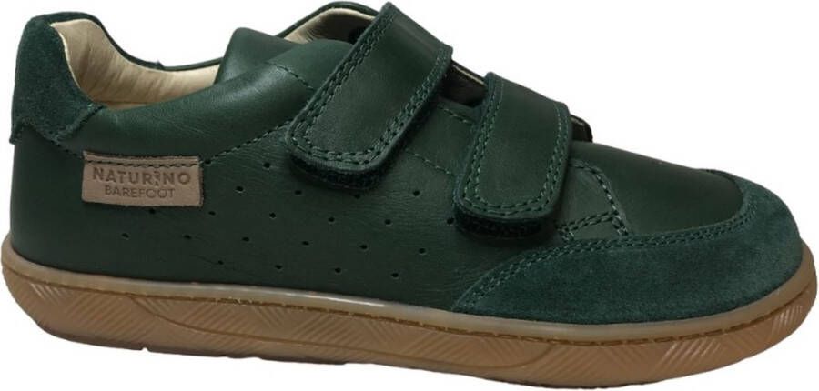 Naturino Barefoot Koalitos velcro's effen lederen sneakers groen