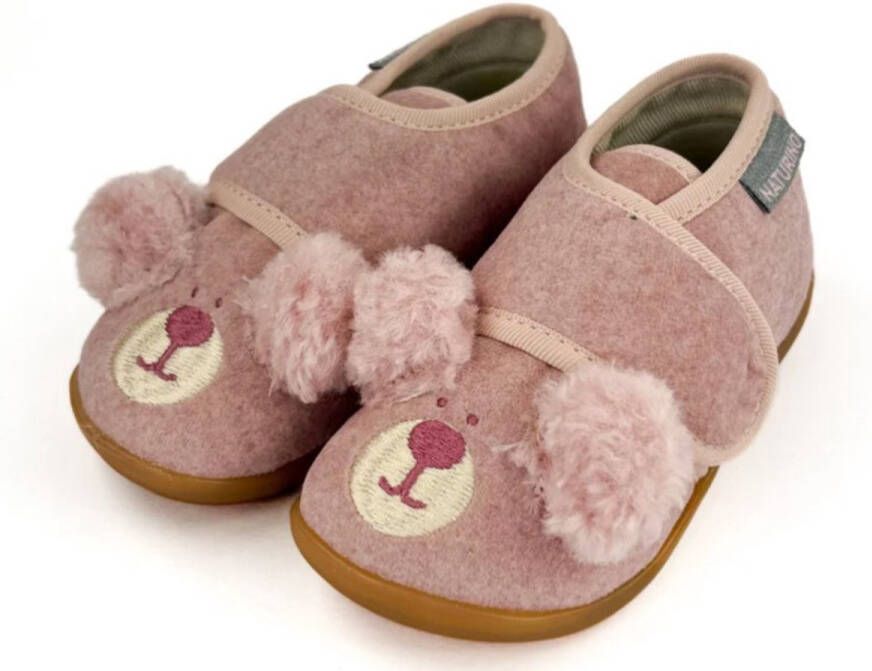 Naturino Bidaim velcro gezichtje velvet pantoffel- Roze