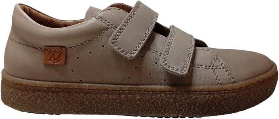 Naturino -Carex velcro's effen lederen sneakers licht bruin