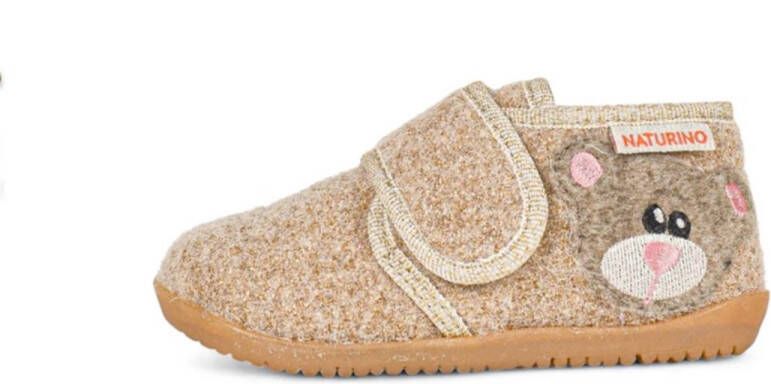 Naturino Carillon velcro beer bling velvet pantoffel- Beige goud