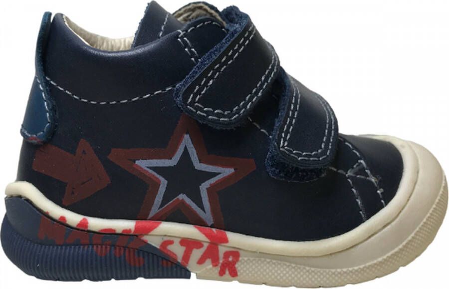 Naturino Cico velcro's bumper rode ster lederen sneakers navy