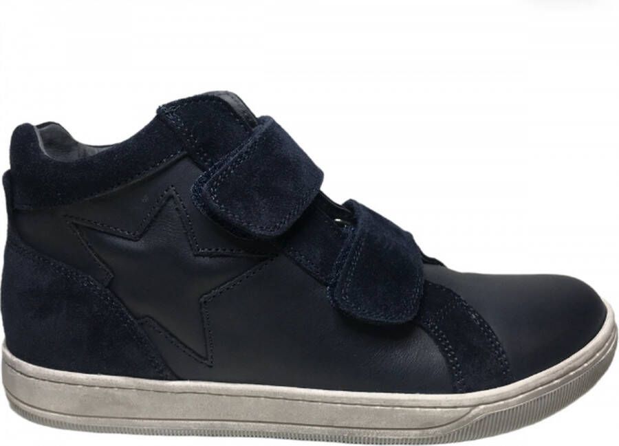 Naturino Clay Star 2 velcro's ster lederen hoge sneakers navy