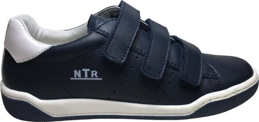 Naturino Cliff 3 velcro's lederen sneakers navy wit
