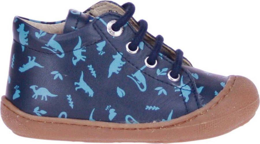 Naturino veter blauwe dino print lederen schoenen Cocoon Navy