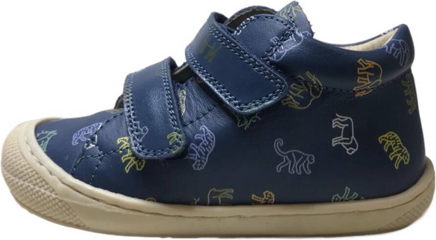 Naturino Cocoon bumper lederen velcro sneakers jungle dieren blauw