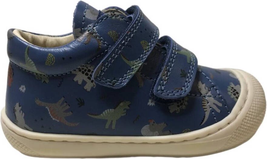 Naturino Cocoon bumper lederen velcro sneakers kleurrijke dino blauw