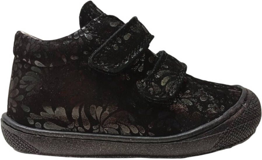 Naturino Cocoon bumper lederen velcro sneakers planten print zwart