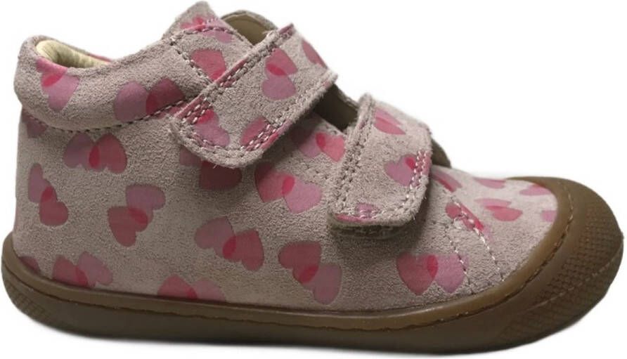 Naturino Cocoon velcro's bumper hartjes lederen sneakers roze