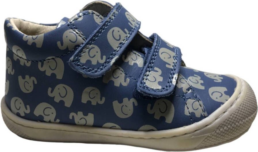 Naturino cocoon velcro's bumper lederen sneakers olifanten blauw