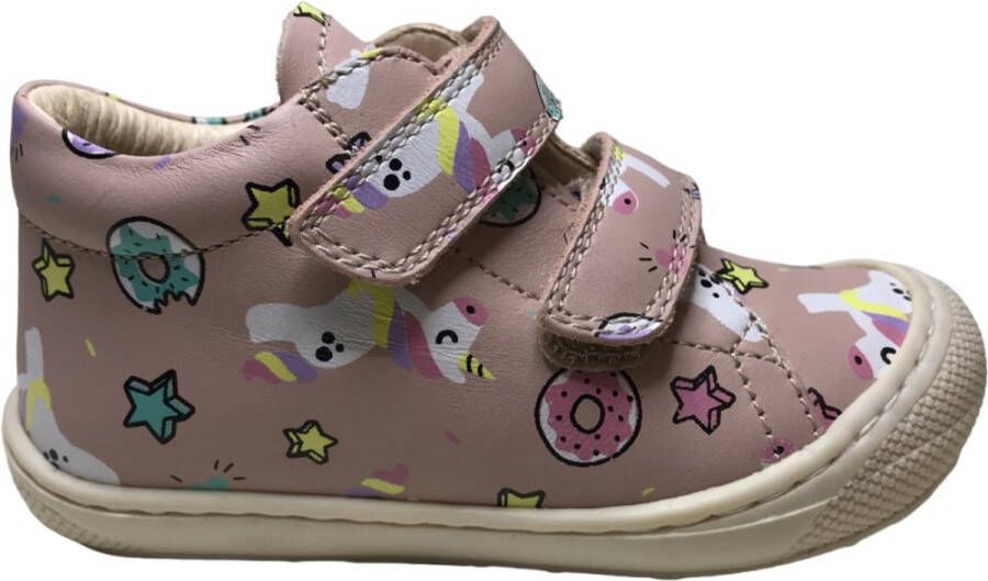 Naturino Cocoon velcro's bumper lederen sneakers unicorn donut roze