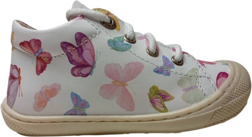 Naturino Cocoon- veter bumper kleurrijke vlinders lederen sneakers Wit