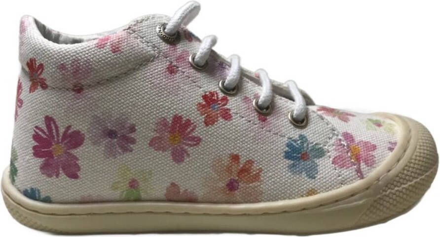 Naturino Cocoon veters bumper canvas schoenen kleurrijke bloemen wit