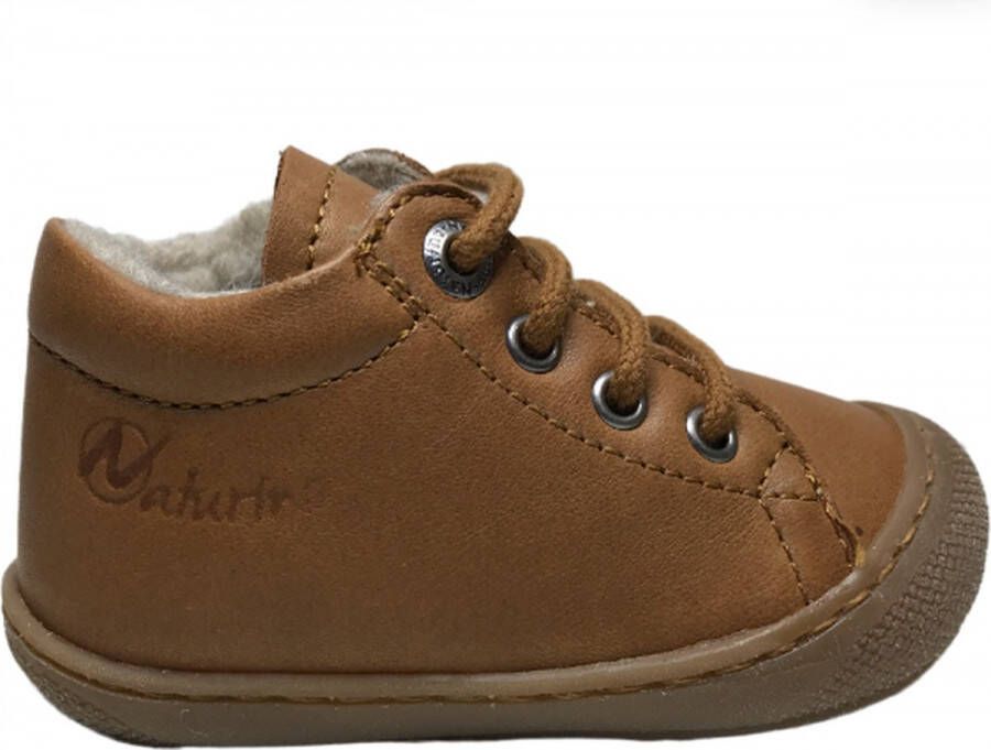 Naturino Cocoon Wool bumper lederen warme veterschoenen cognac