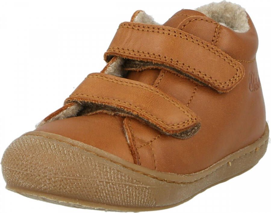 Naturino Cocoon Wool Mt 26 velcro's bumper warme effen lederen sneakers cognac