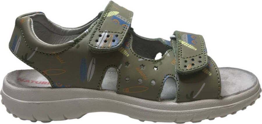 Naturino Dock velcro Hawaï print lederen sandalen groen