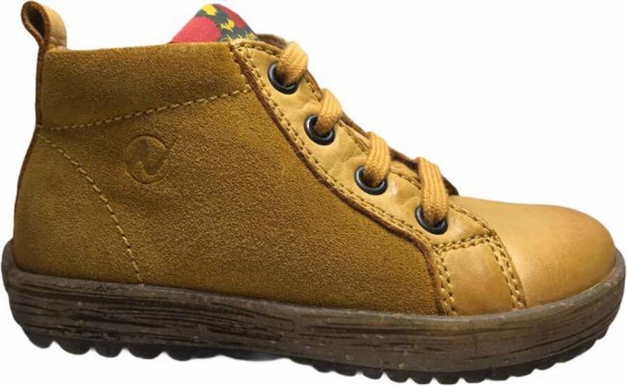 Naturino effen hoge lederen veterschoenen Cloud maisgeel