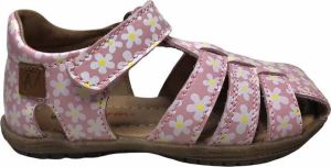 Naturino gesloten velcro lederen sandalen witte margrietjes see Roze