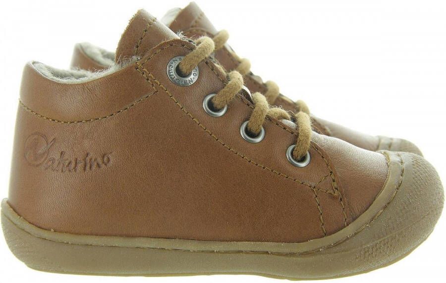 Naturino Cocoon Wool bumper lederen warme veterschoenen cognac