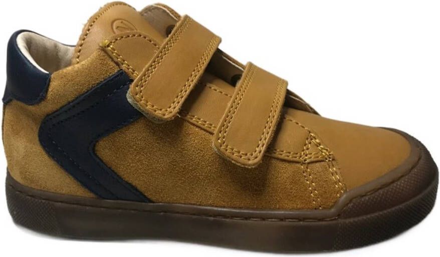 Naturino Heist velcro's bumper hoge lederen sneakers oker navy