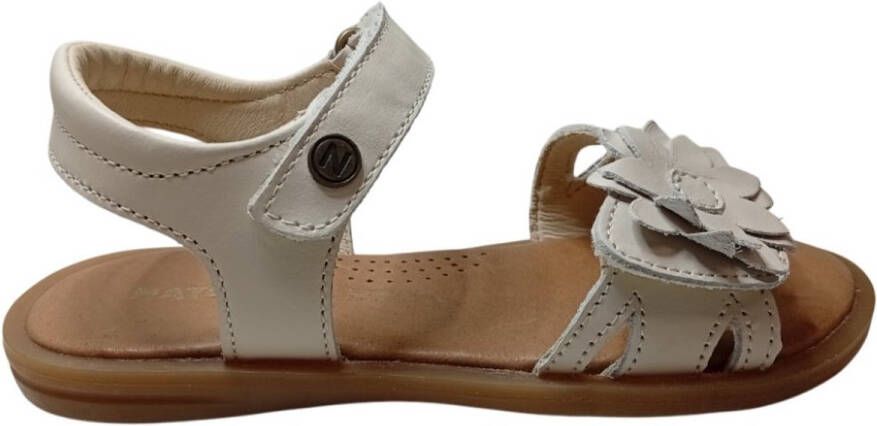 Naturino Huata velcro's bloem lederen sandalen beige