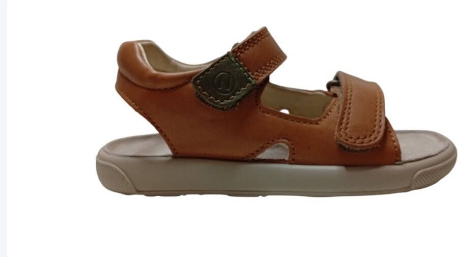 Naturino July velcro's effen lederen sandalen cognac