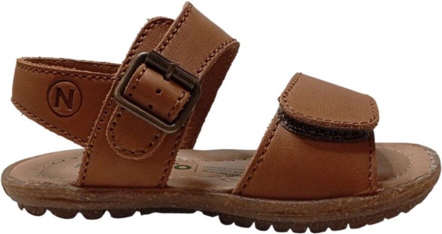 Naturino Kenny- gesp velcro effen lederen sandalen cognac