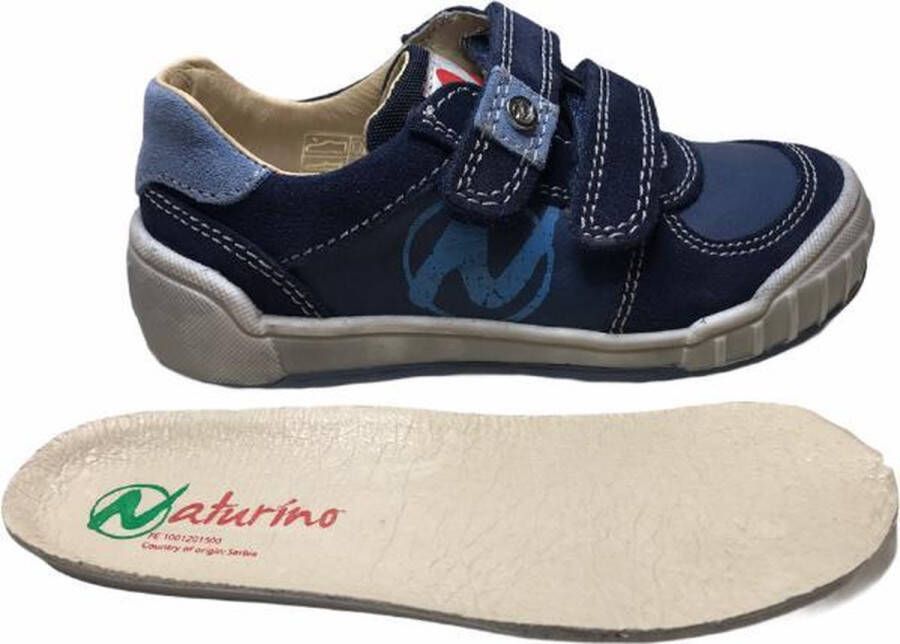 Naturino 2 velcro's bumper cirkel logo lederen sneakers Antony Navy blauw mt 24
