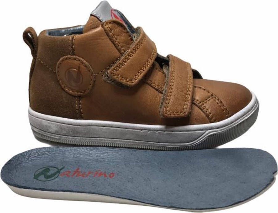 Naturino 2 velcro's cirkel lederen hoge sneakers Play Cognac mt 25 - Foto 2