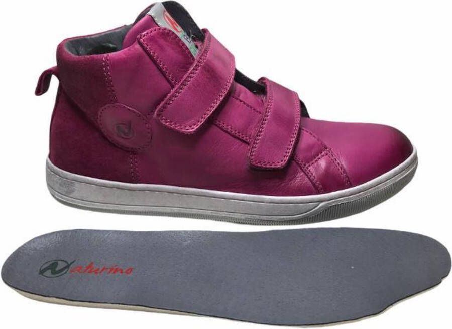 Naturino 2 velcro's cirkel lederen hoge sneakers Play fuxia mt 35 - Foto 2