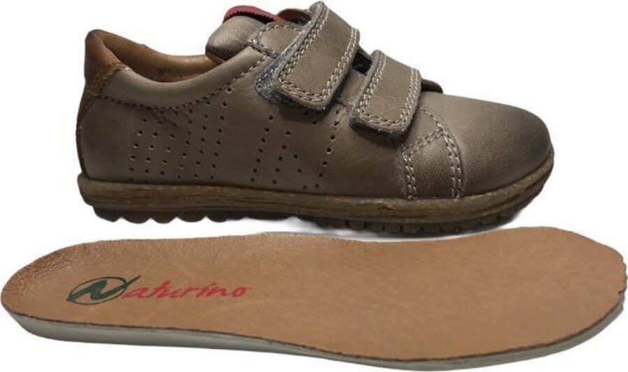 Naturino 2 velcro's effen lederen schoenen Hill taupe cognac mt 24 - Foto 2