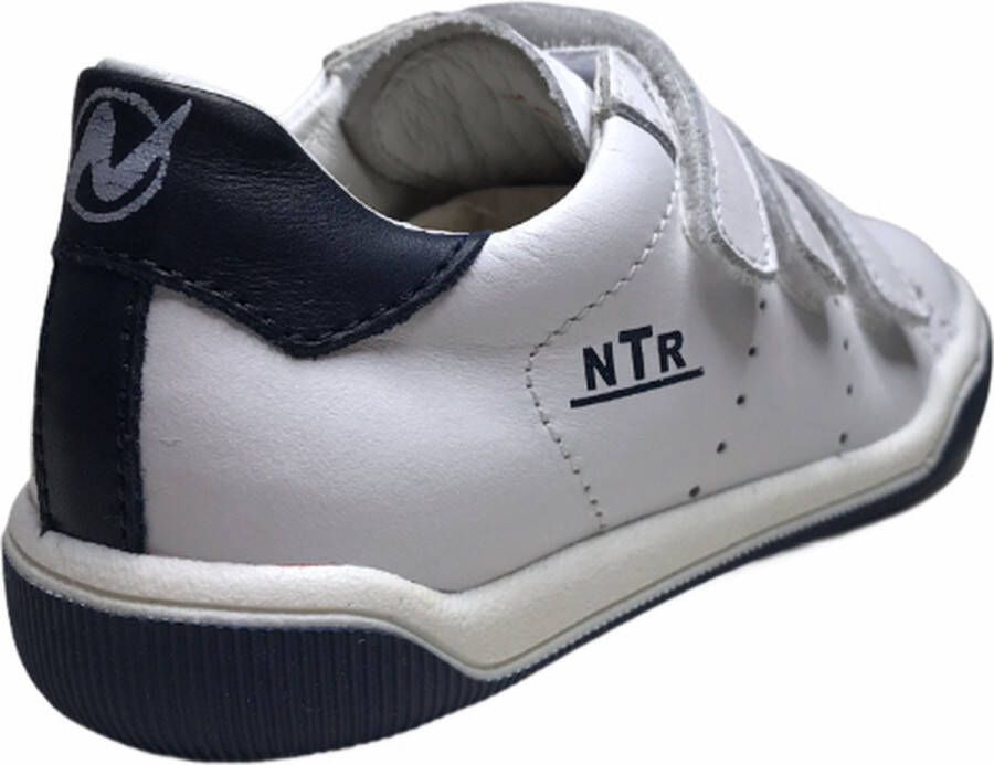 Naturino 3 velcro's lederen sneakers Cliff wit navy