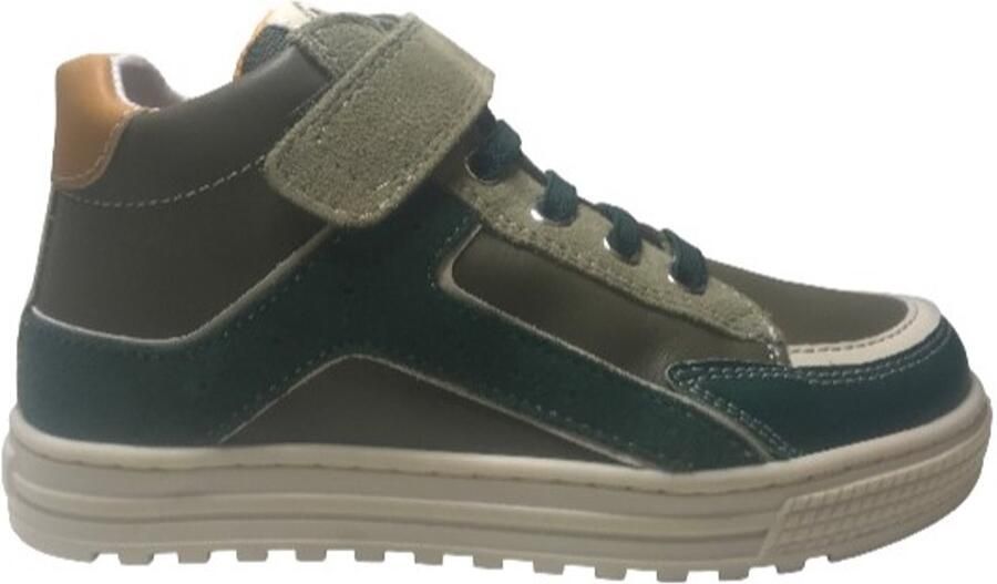 Naturino Baob velcro elastieken lederen hoge sneakers groen