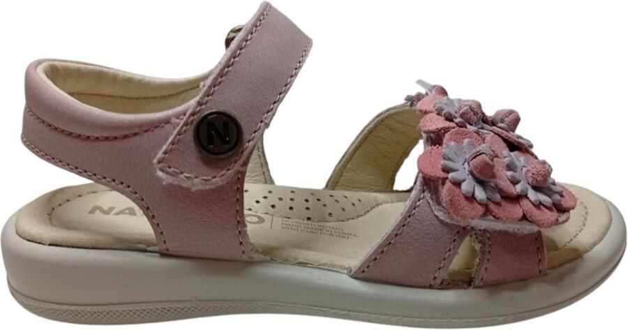 Naturino Brahma velcro's bloemen lederen sandalen roze