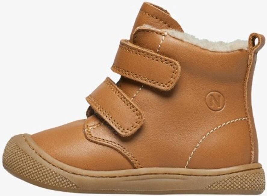 Naturino Bubble Wide velcro bumper effen warme hoge schoenen Cognac